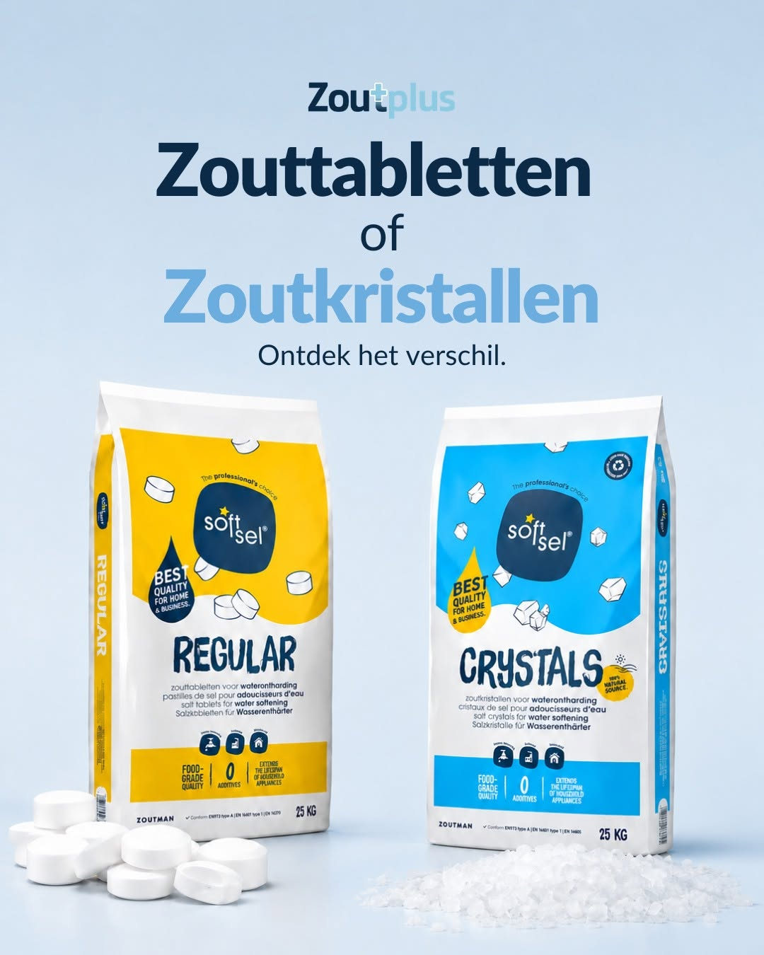 Zouttabletten of zoutkristallen